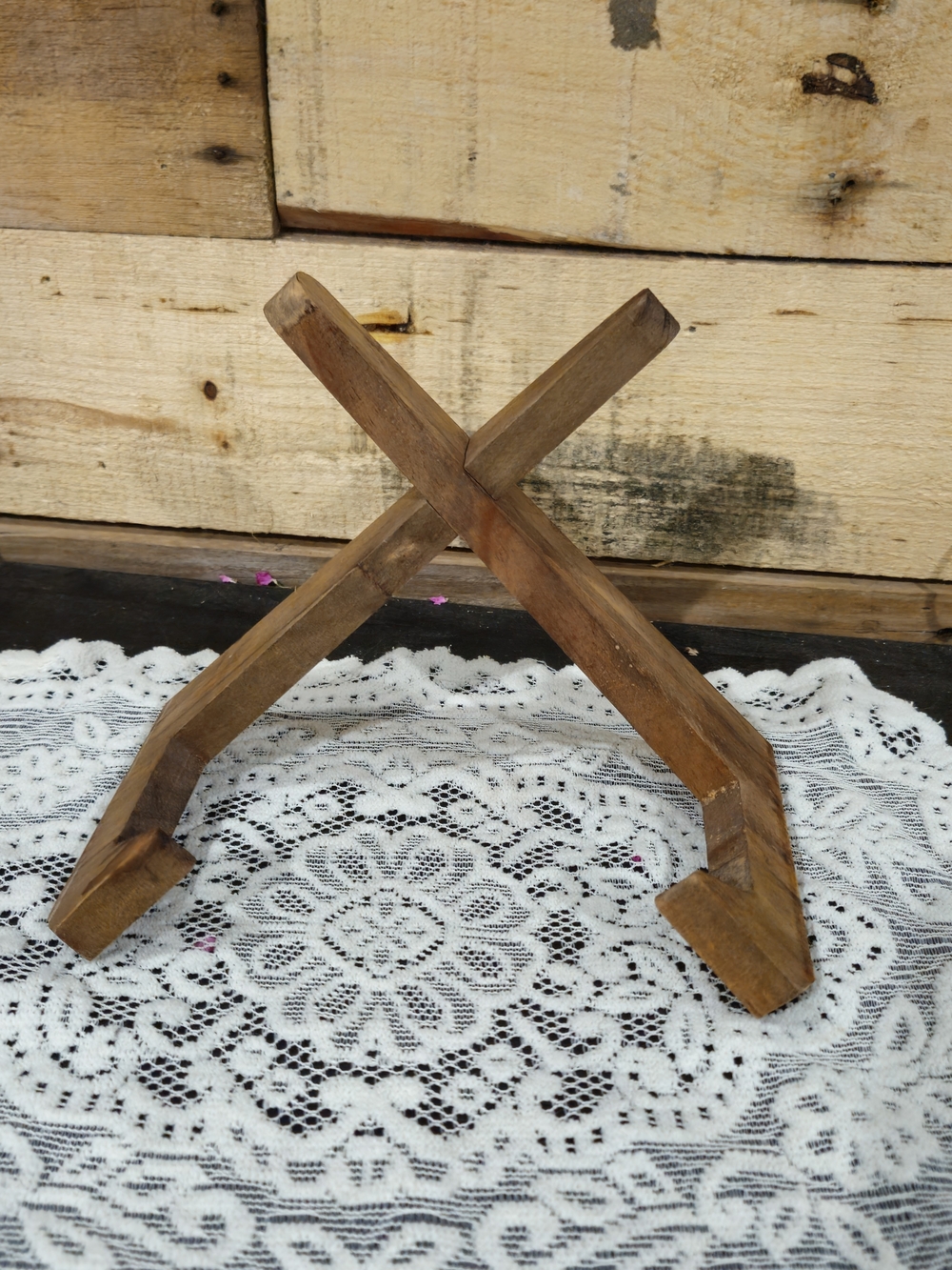 Wooden Folding Display Stand - Brown